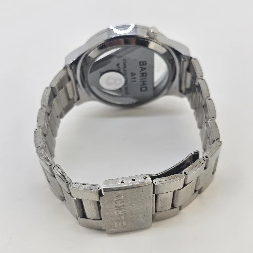 Men's Analog Watch 40MM Black Triangle Dial Gray Bracelet Band 7.50
